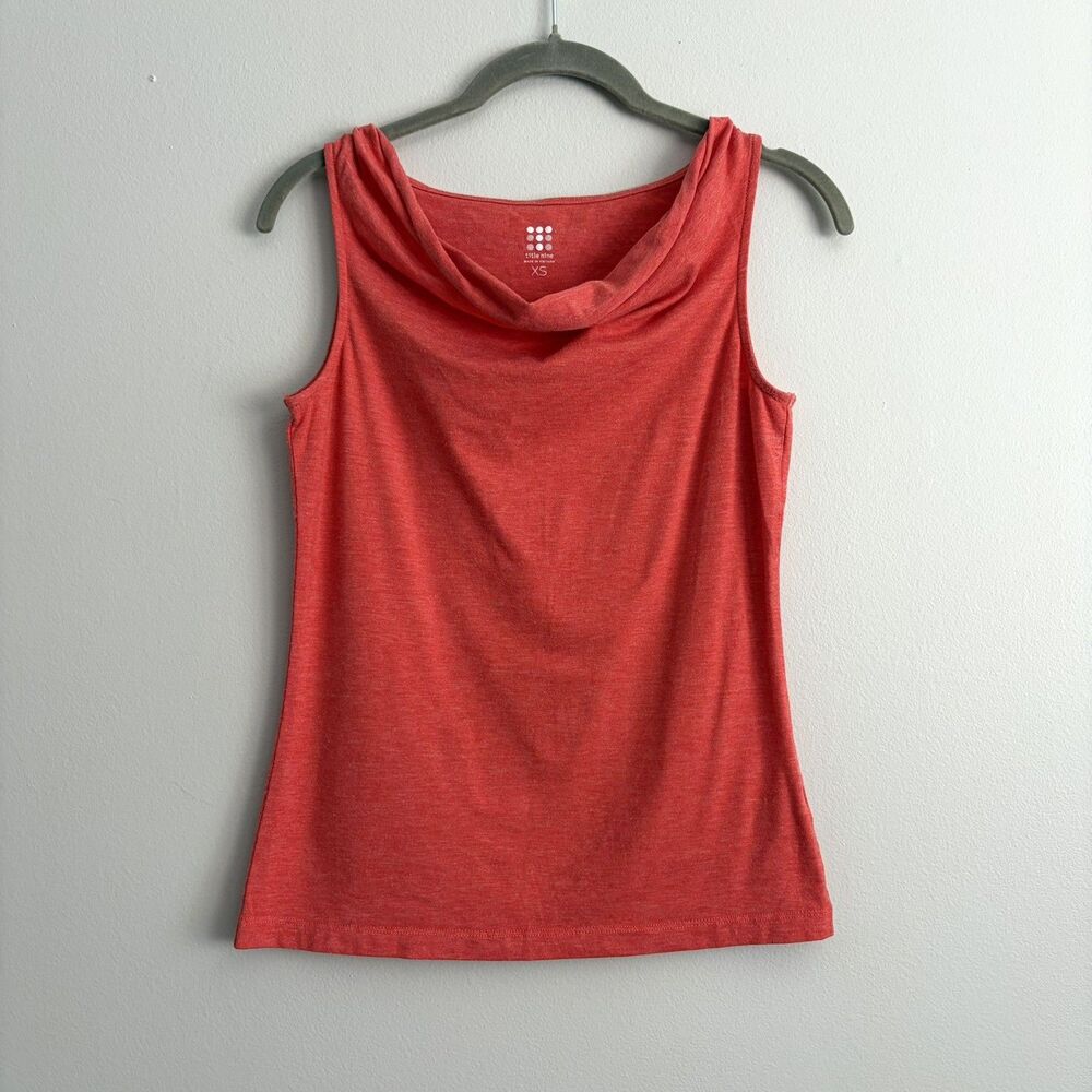 Title Nine Womens Size XS Cowl Breeze Neck Sleeveless Tank Top Coral Shirt